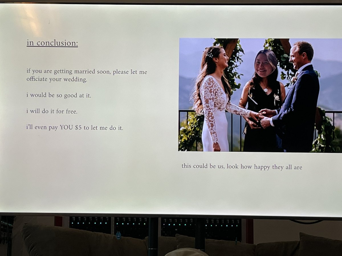 i met another ordained woman with a marriage bounty last night. she too, is looking for people to marry and nobody in her current network is marriage material!

$5 bounty