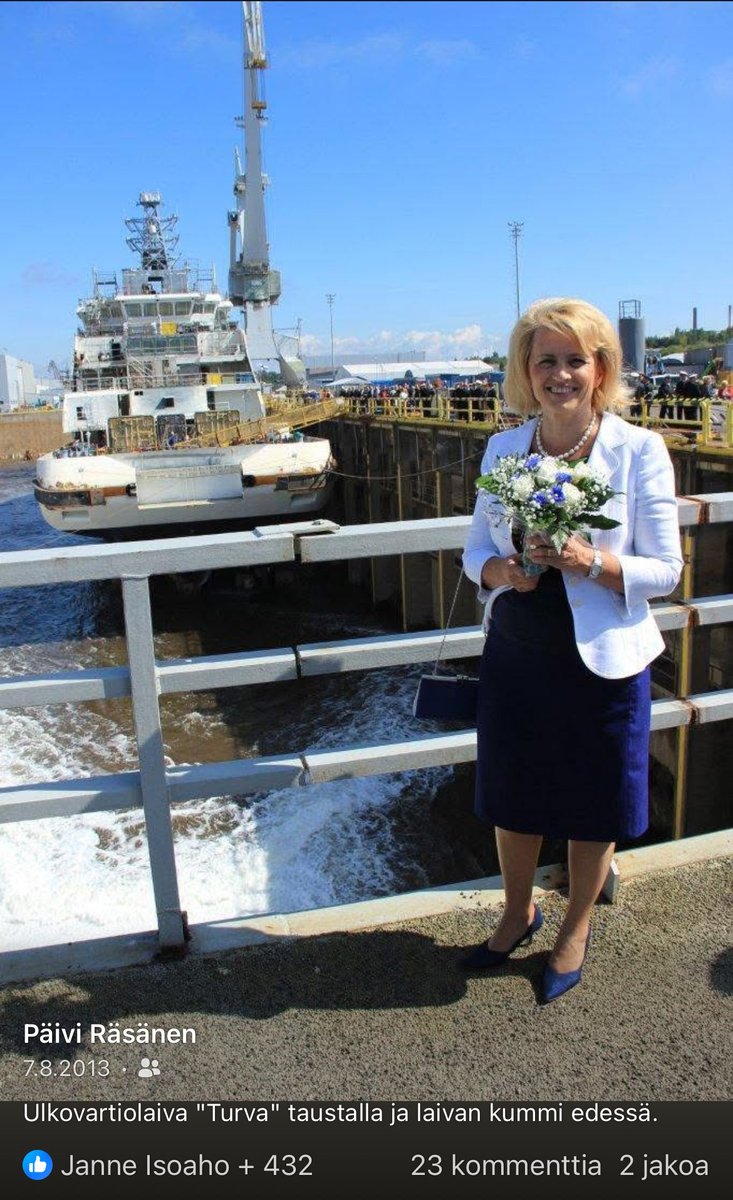 Oli hienoa saada katsaus vartiolaiva Turvan tehtävistä ja Itämeren turvallisuustilanteesta.Tasan 12 vuotta sitten sain ministerinä kastaa laivan ja tulla nimetyksi sen kummiksi. Lämmin kiitos Suomenlahden merivartioston komentaja Mikko Simola ja aluksen päällikkö Mika Uitti!