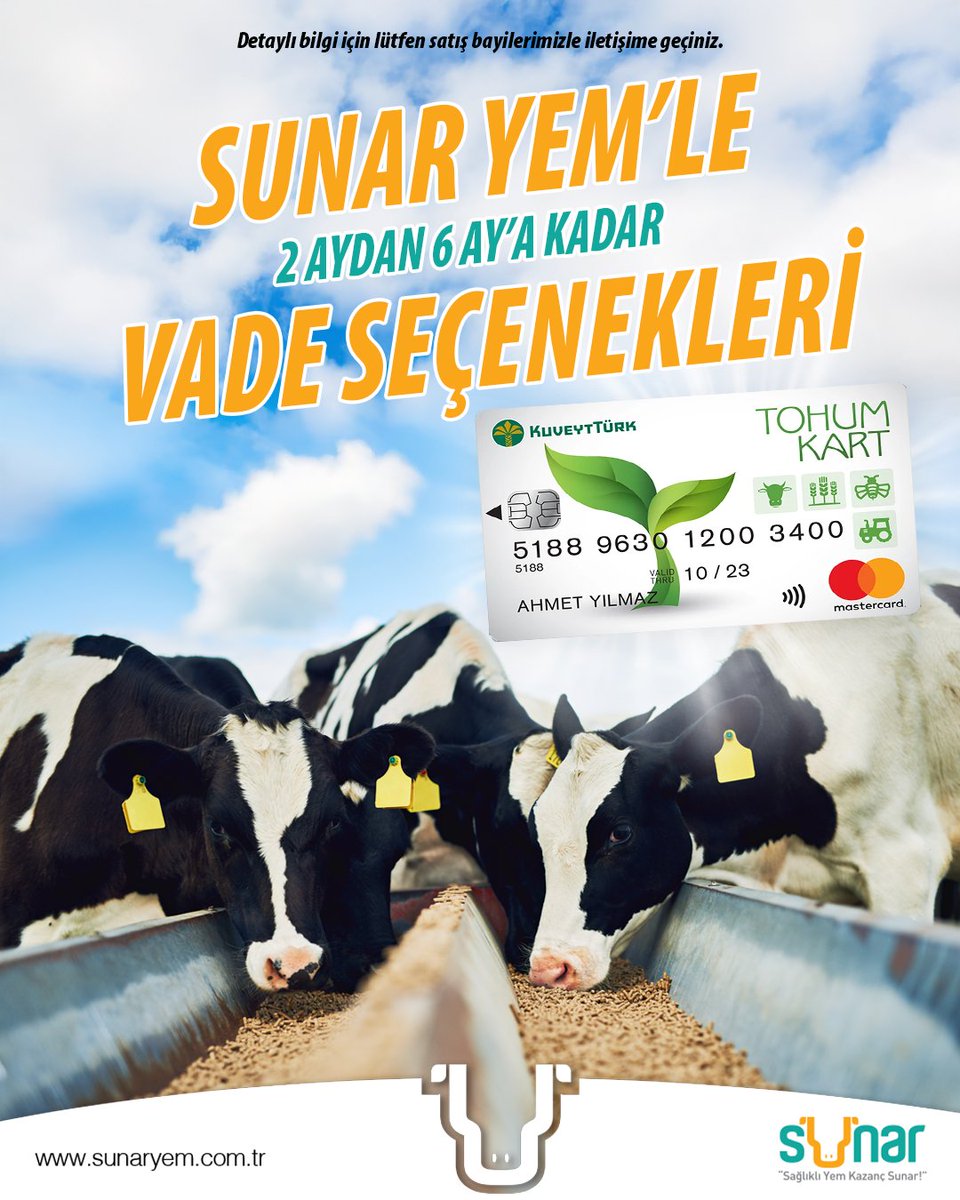 SunarYem's tweet photo. 2 aydan 6 aya kadar vade seçenekleri Sunar Yem'de.
Bilgi için satış yöneticilerimiz ve bayilerimizle iletişime geçebilirsiniz!

#Sunar #SunarYem #Yem #Rasyon #SütYemi #BesiYemi #ÖzelDönemYemi #MısırFlake #Çiftlik #Büyükbaş #Küçükbaş #Koyun #Keçi #Kuzu #İnek #Dana #Sığır https://t.co/QhcAWd2jLw