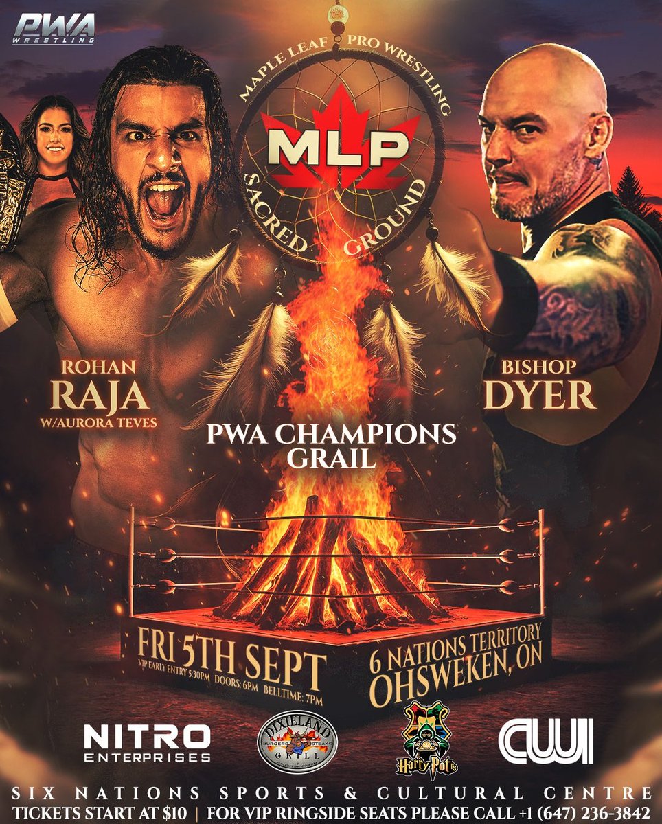 MAPLE LEAF PRO Wrestling France 🇫🇷 (@mlpwfrance) on Twitter photo ▪️OFFICIEL : Le Champion Rohan Raja accompagner par Aurora Teves défendra son Championnat du Graal face à Bishop Dyer lors du show #MLPSacredGround du 5 Septembre !!! #MLP
<a href="/RavenousRohan/">Rohan Raja</a> | <a href="/aurorateves/">Aurora Teves</a> | <a href="/TomPestock/">Tom</a> ▪️OFFICIEL : Le Champion Rohan Raja accompagner par Aurora Teves défendra son Championnat du Graal face à Bishop Dyer lors du show #MLPSacredGround du 5 Septembre !!! #MLP
<a href="/RavenousRohan/">Rohan Raja</a> | <a href="/aurorateves/">Aurora Teves</a> | <a href="/TomPestock/">Tom</a>