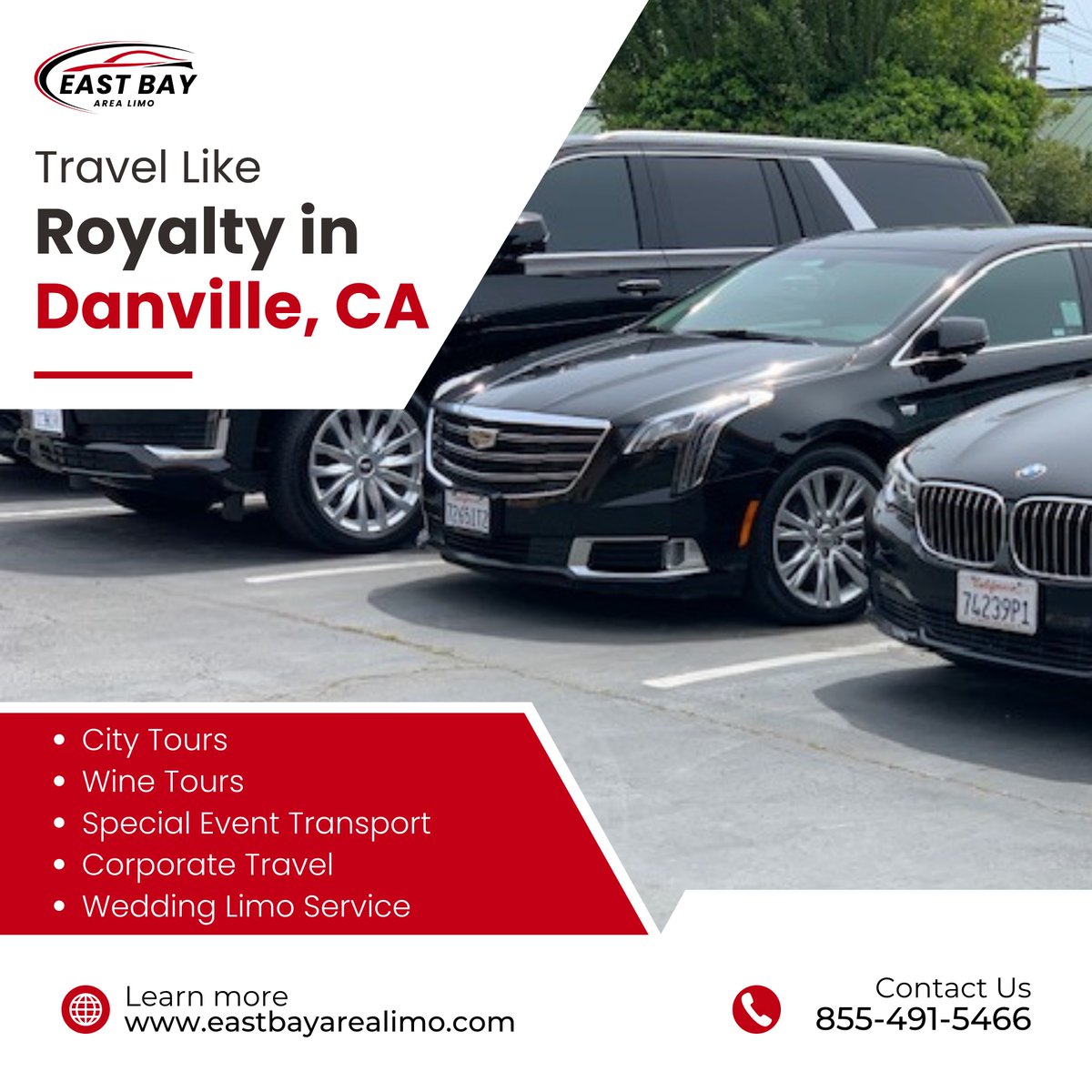 eastbayarealimo's tweet image. Travel like royalty 👑 in Danville, CA with East Bay Area Limo!
🚘 City Tours | 🍷 Wine Tours | 💍 Weddings | 💼 Corporate Travel
📞 Call: 855-491-5466
🌐 eastbayarealimo.com
#LuxuryLimo #DanvilleCA #WineTours #EastBayLimo #RoyalRide #ChauffeurService