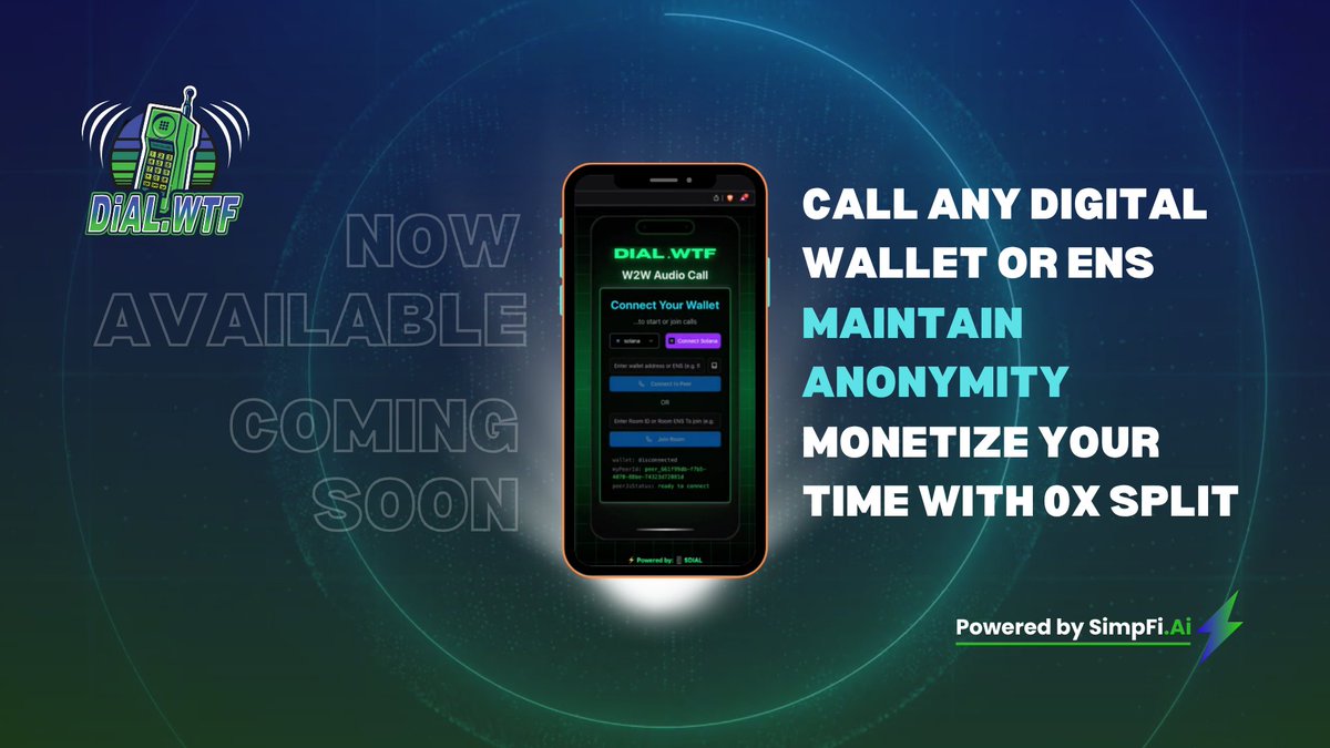 Dial.wtf (@wtfdial) on Twitter photo <a href="/sagamonkes/">saga monkes</a> <a href="/solanamobile/">Seeker | Solana Mobile</a> <a href="/aeyakovenko/">toly 🇺🇸</a> <a href="/solana/">Solana</a> 👋 Checking in!
We're building Dial.wtf: voice-first, wallet-to-wallet calling across Solana, Dogecoin, and every major EVM chain.
📞 Call any wallet
🎟️ Token-gated access
💸 Monetize your time
🧑🚀 Stay fully anonymous
Now in alpha → dial.wtf
Built <a href="/sagamonkes/">saga monkes</a> <a href="/solanamobile/">Seeker | Solana Mobile</a> <a href="/aeyakovenko/">toly 🇺🇸</a> <a href="/solana/">Solana</a> 👋 Checking in!
We're building Dial.wtf: voice-first, wallet-to-wallet calling across Solana, Dogecoin, and every major EVM chain.
📞 Call any wallet
🎟️ Token-gated access
💸 Monetize your time
🧑🚀 Stay fully anonymous
Now in alpha → dial.wtf
Built