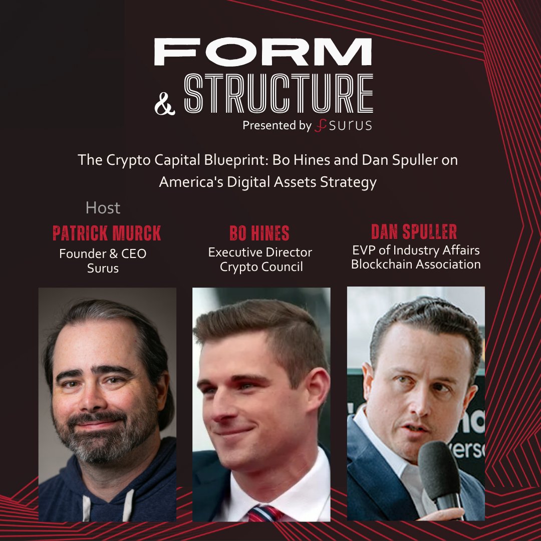 🎙️ New @surus_io Episode: <a href="/BoHines/">Bo Hines</a> 's comprehensive white house crypto policy breakdown + <a href="/DanSpuller/">Dan Spuller</a> on North Carolina's crypto capital advantage.

Key insights covered:
🏛️ October 2025 Clarity Act Timeline
🇺🇸 Strategic Bitcoin Reserve strategy
⚡ Moving government at "tech
