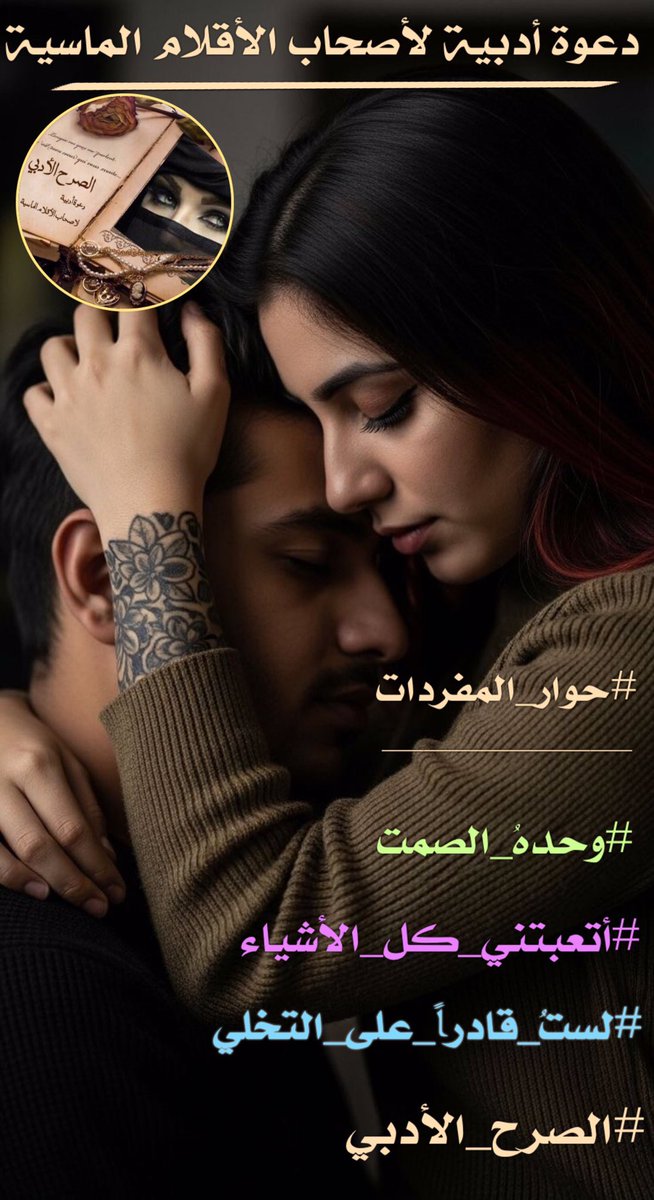 ؛؛؛؛
ب اختياري ،،
وعن قناعة ،،
اعيش في ،،
#وحدة_الصمت
انسج فيها روايات عن الجروح ،،
وقصص عن الألم ،،
فقد ،،
#اتعبتني_كل_هذة_الاشياء
بعدما ظننت أنني ،،
#لست_قادراً_على_التخلي
الان اشتم رائحة الحرية ،،
بعيداً عن ضوضاء العاشقين ،،
ودروب المحبين الغامضه ..

#عقلاني 
#الصرح_الأدبي