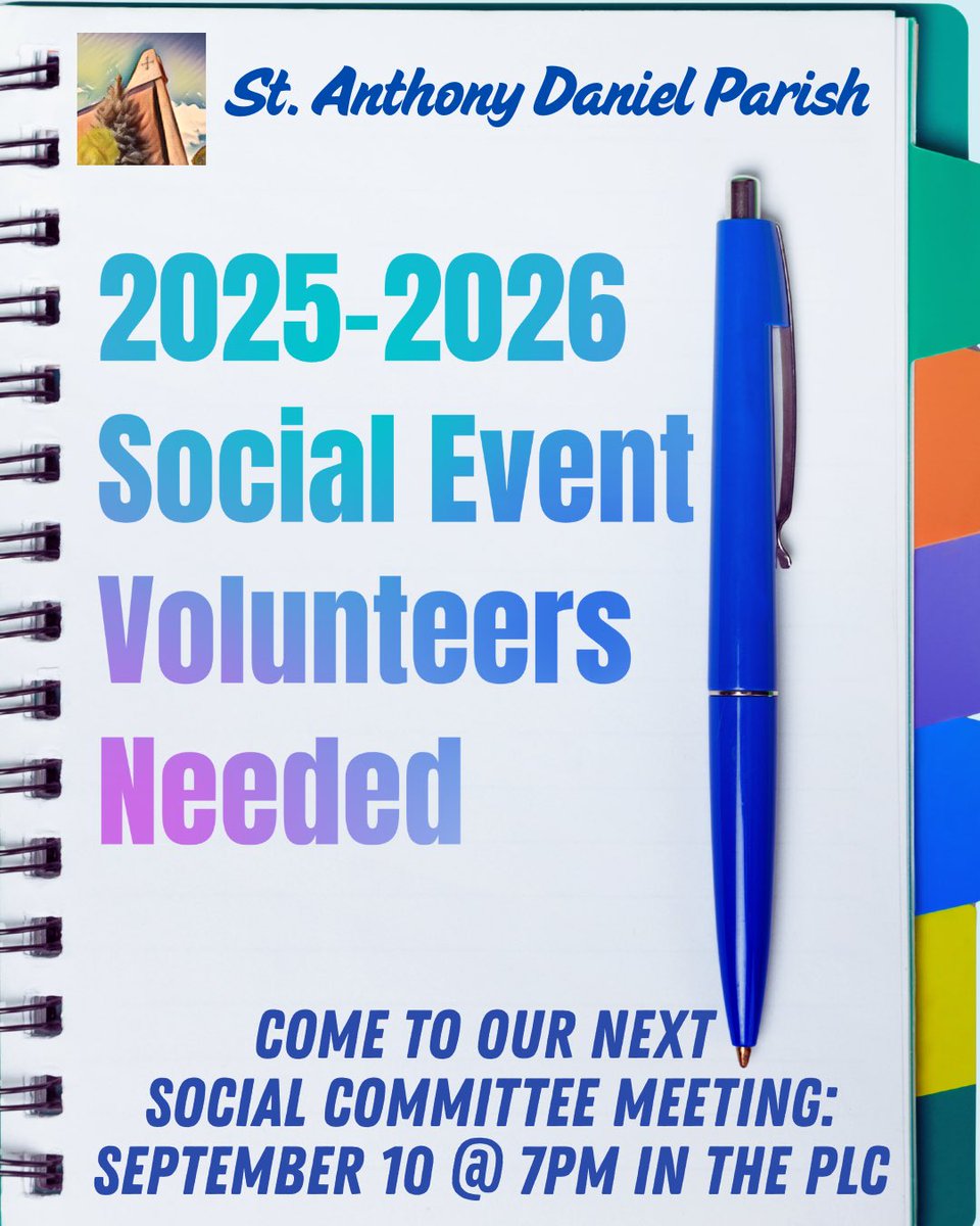 Planning is underway for new &amp; returning social events! If you would like to offer your time and talent this year, please come to our next Social Committee Meeting - September 10 @ 7PM in the Parish Life Centre
