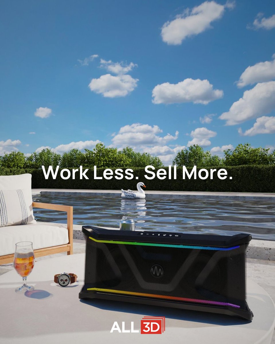 ☀️Work Less. Sell More. ALL3D makes it easy to create high-quality product visuals fast. No photoshoots, no shipping, no waiting. Upload your product files, set the scene, and get images ready to use in seconds.
 #3DRendering #EcommerceMarketing #ProductPhotography #3DDesign