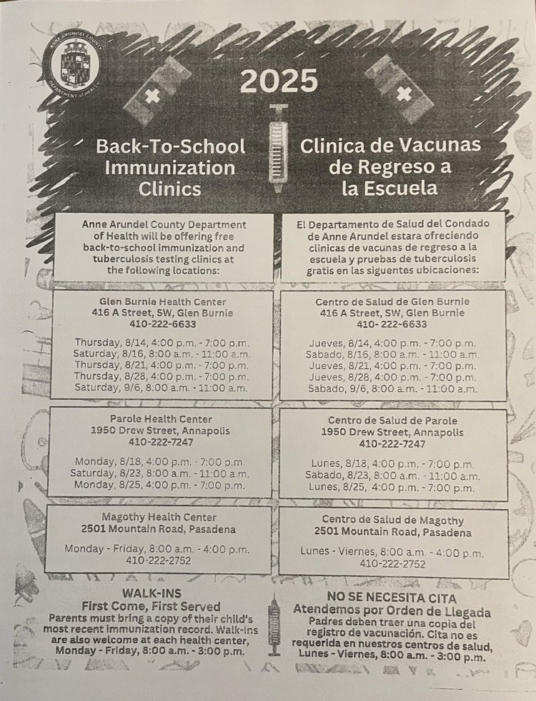 Please consider attending one of our immunization clinics.