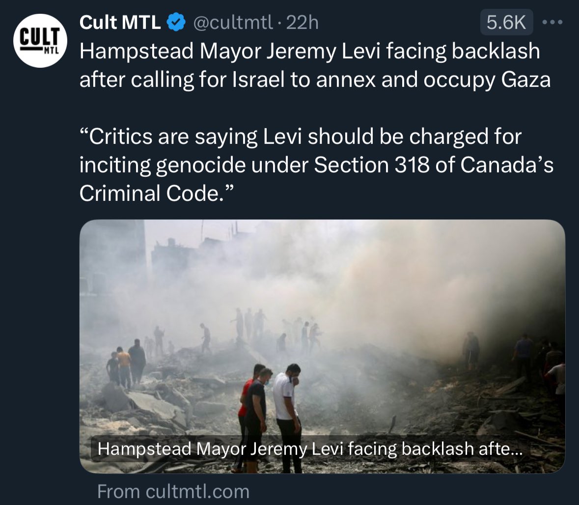 Sait Simsek (@sait_simsek_) on Twitter photo Jeremy Levi (<a href="/jerlevi/">Mayor Jeremy Levi</a>) incited genocide. He should be charged under Section 318 of Canada’s Criminal Code.
Fanaticism has clearly wrecked his moral compass. He needs charges, and rehabilitation. Jeremy Levi (<a href="/jerlevi/">Mayor Jeremy Levi</a>) incited genocide. He should be charged under Section 318 of Canada’s Criminal Code.
Fanaticism has clearly wrecked his moral compass. He needs charges, and rehabilitation.
