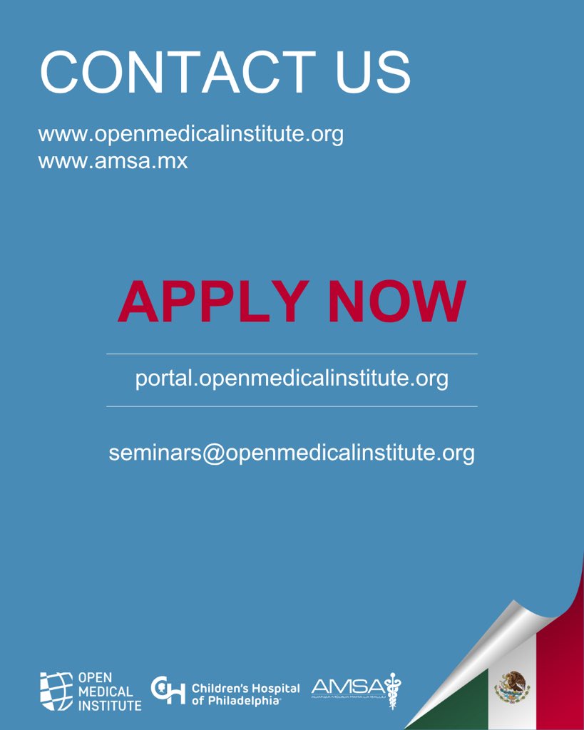 AMSA (@amsamexico) on Twitter photo Inscríbete al Seminario OMI-MEX de Emergencias pediátricas que se llevará a cabo del 6 al 8 de octubre en Ciudad de México. Haz tu registro en: amsa.mx/seminarios-en-…
 
#seminario  #seminarios #medicina #médico #médicos #doctor #doctores #educación #educaciónmédica Inscríbete al Seminario OMI-MEX de Emergencias pediátricas que se llevará a cabo del 6 al 8 de octubre en Ciudad de México. Haz tu registro en: amsa.mx/seminarios-en-…
 
#seminario  #seminarios #medicina #médico #médicos #doctor #doctores #educación #educaciónmédica