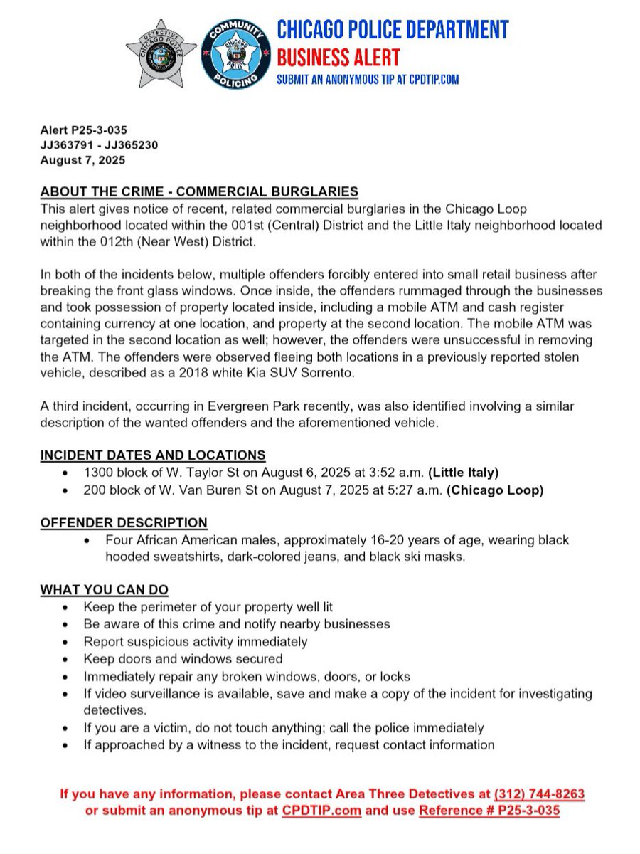 Tom Ahern (@tahern_) on Twitter photo BURGLARIES <a href="/ChicagoCAPS01/">1st District - Central</a> (Downtown) <a href="/ChicagoCAPS12/">Chicago Police, 12th District Near West</a> (Near West) <a href="/Area3Detectives/">Chicago Police Area 3 Detective Division</a> CPDTIP.COM #ChicagoPolice BURGLARIES <a href="/ChicagoCAPS01/">1st District - Central</a> (Downtown) <a href="/ChicagoCAPS12/">Chicago Police, 12th District Near West</a> (Near West) <a href="/Area3Detectives/">Chicago Police Area 3 Detective Division</a> CPDTIP.COM #ChicagoPolice