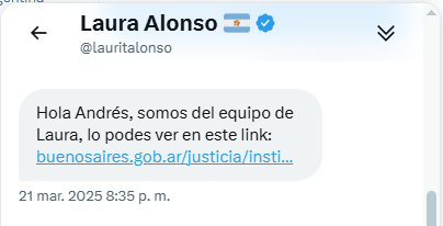 Andrés Snitcofsky (@rusosnith) on Twitter photo <a href="/lauritalonso/">Laura Alonso 🇦🇷</a> <a href="/gcba/">Buenos Aires Ciudad</a> Cuando te hice una pregunta por DM de tuiter me respondieron esto <a href="/lauritalonso/">Laura Alonso 🇦🇷</a>:
¿Quien es tu "equipo"? ¿Son empleados del <a href="/gcba/">Buenos Aires Ciudad</a>? ¿De que repartición? <a href="/lauritalonso/">Laura Alonso 🇦🇷</a> <a href="/gcba/">Buenos Aires Ciudad</a> Cuando te hice una pregunta por DM de tuiter me respondieron esto <a href="/lauritalonso/">Laura Alonso 🇦🇷</a>:
¿Quien es tu "equipo"? ¿Son empleados del <a href="/gcba/">Buenos Aires Ciudad</a>? ¿De que repartición?