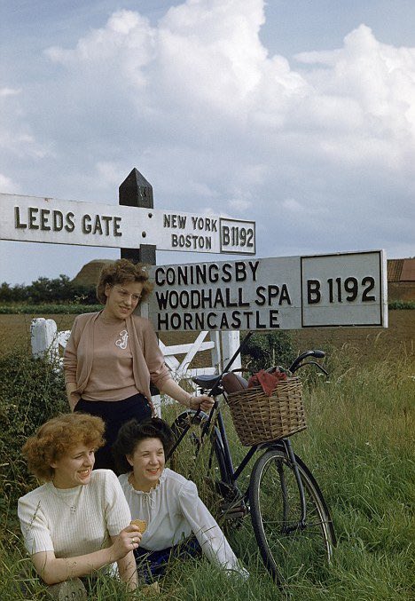 A lovely old photo of three ladies on a weekend cycling trip through Lincolnshire in the 1950s.