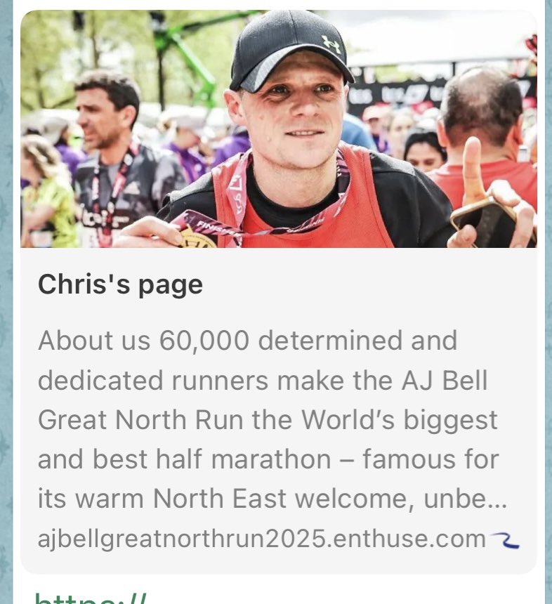 If you can, please support our friend Chris

ajbellgreatnorthrun2025.enthuse.com/pf/chris-martin