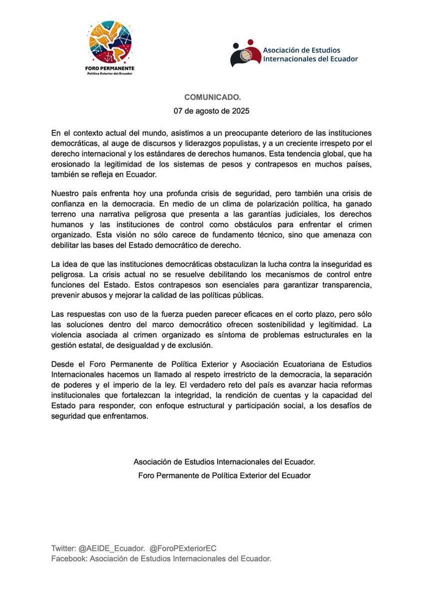 Dr. Grace Jaramillo (@gracejarg) on Twitter photo #Ecuador no resucitará de su crisis de inseguridad mientras siga tratando de refundar las bases elementales de su frágil democracia. La <a href="/CorteConstEcu/">Corte Constitucional</a> es de las pocas instituciones que ofrecen controles horizontales al sistema político y a los excesos de sus autoridades. #Ecuador no resucitará de su crisis de inseguridad mientras siga tratando de refundar las bases elementales de su frágil democracia. La <a href="/CorteConstEcu/">Corte Constitucional</a> es de las pocas instituciones que ofrecen controles horizontales al sistema político y a los excesos de sus autoridades.