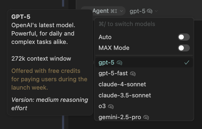 chrishustert's tweet photo. GPT-5 free during launch week. Gotta make the most of it! https://t.co/v6zCvhVXHF