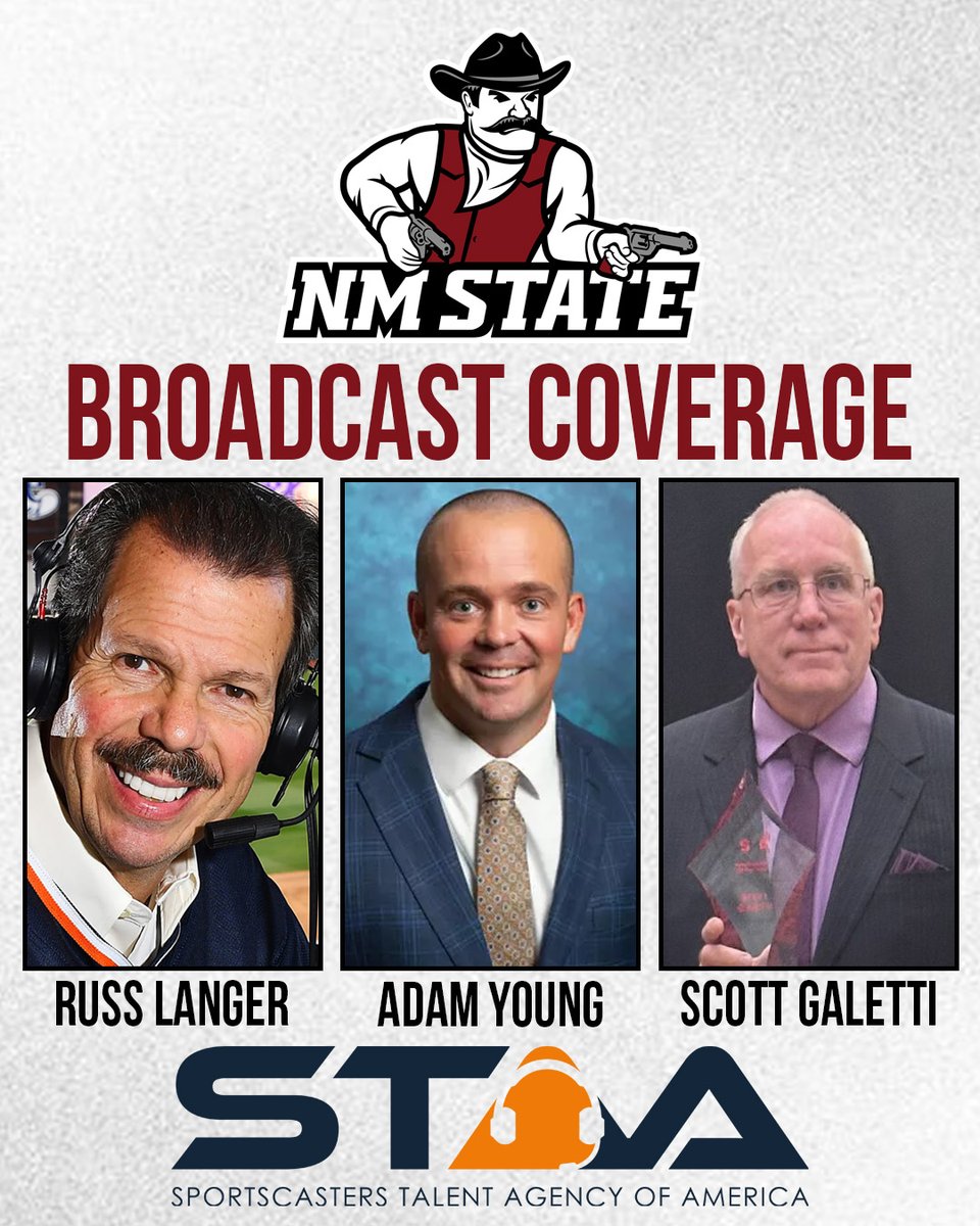 STAA🎙 (@staatalent) on Twitter photo 🎙️ AGGIE ANNOUNCERS
Congratulations to long-time STAA members Adam Young (<a href="/youngpbp/">Adam Young</a>), Russ Langer (<a href="/RussLanger/">Russ Langer</a>) and Scott Galetti (<a href="/ScottGaletti/">Scott Galetti</a>). The trio will be part of the fall and winter sports coverage at New Mexico State (<a href="/NMStateAggies/">NM State Aggies</a>).
📰 staatalent.com/adam-young-rus… 🎙️ AGGIE ANNOUNCERS
Congratulations to long-time STAA members Adam Young (<a href="/youngpbp/">Adam Young</a>), Russ Langer (<a href="/RussLanger/">Russ Langer</a>) and Scott Galetti (<a href="/ScottGaletti/">Scott Galetti</a>). The trio will be part of the fall and winter sports coverage at New Mexico State (<a href="/NMStateAggies/">NM State Aggies</a>).
📰 staatalent.com/adam-young-rus…