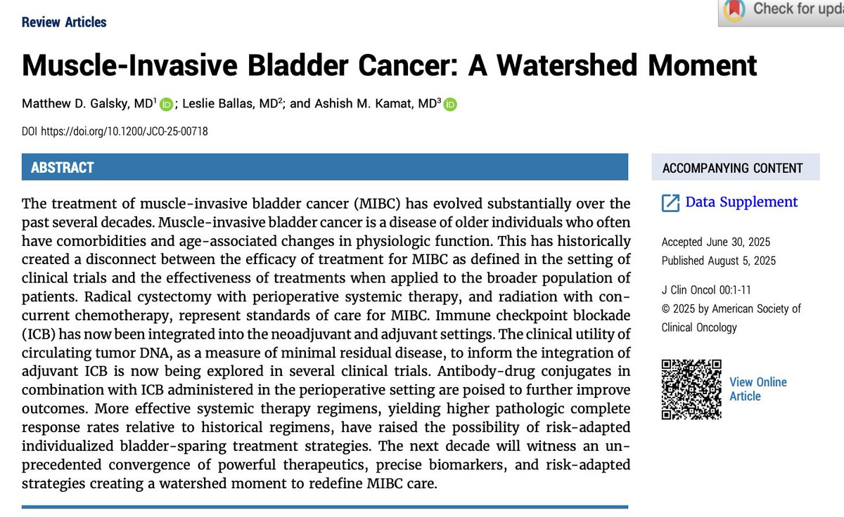 DrYukselUrun's tweet image. A mind-opener review on muscle-invasive bladder cancer. Must-read for GU oncologist.
#BladderCancer #Oncology #Immunotherapy
@MattGalsky  @l_ballas @UroDocAsh @ASCO @JCO_ASCO @WorldBladderCan @OncoAlert @OncBrothers @Uromigos @urologysummit 
doi.org/10.1200/JCO-25…