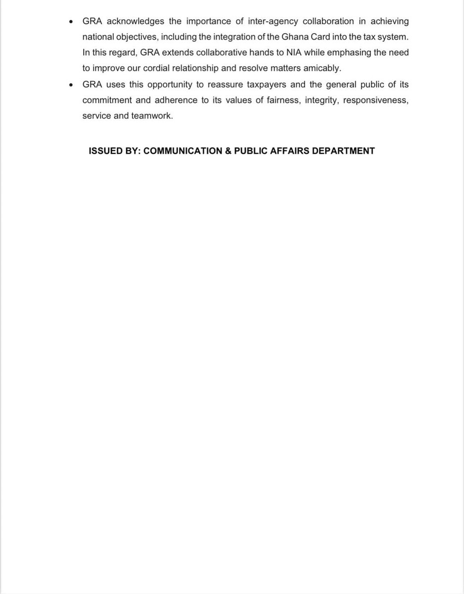 GRA Responds to NIA on disconnection from the Identity Verification platform due to unpaid fees.
#riyadh 
#NewsUpdate