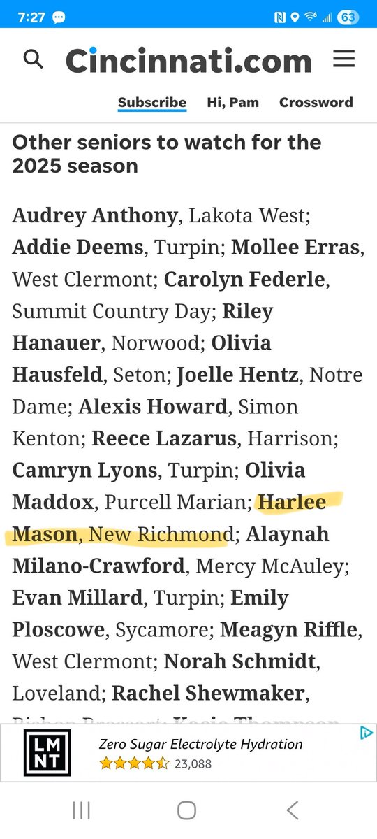 Excited to be named the the Cincinnati Enquirer Top High School girls soccer seniors list! <a href="/ImYouthSoccer/">ECNL/GA/Recruiting/College Soccer</a> <a href="/ImCollegeSoccer/">College Soccer Truth ™</a> <a href="/khcincynky/">Kings Hammer Cincy/Northern Kentucky</a> <a href="/KH_ECNL_RL_08/">Kings Hammer ECNL Regional League 2008 Girls</a>