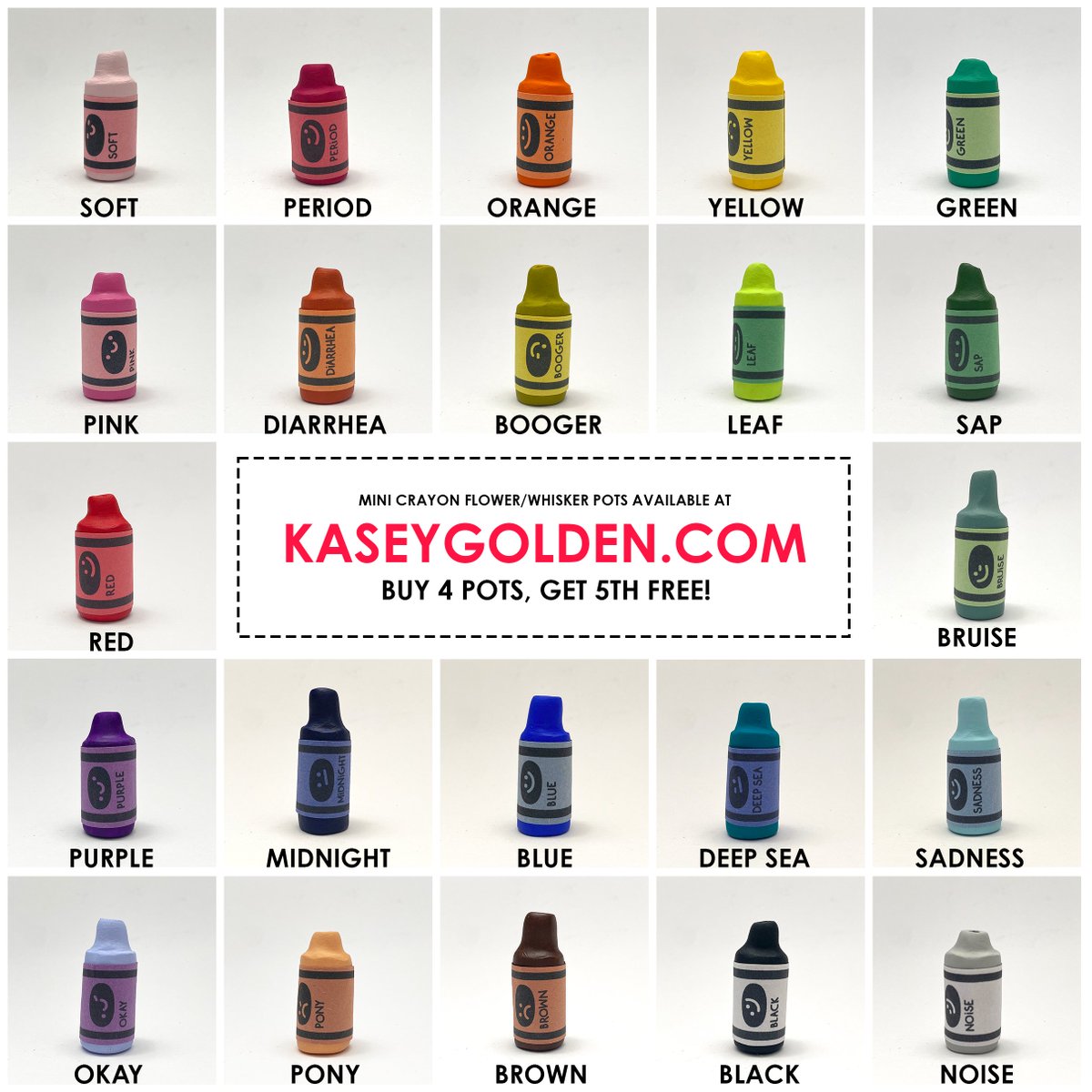 Mini crayon pots with totally normal names. Nothing to see here.