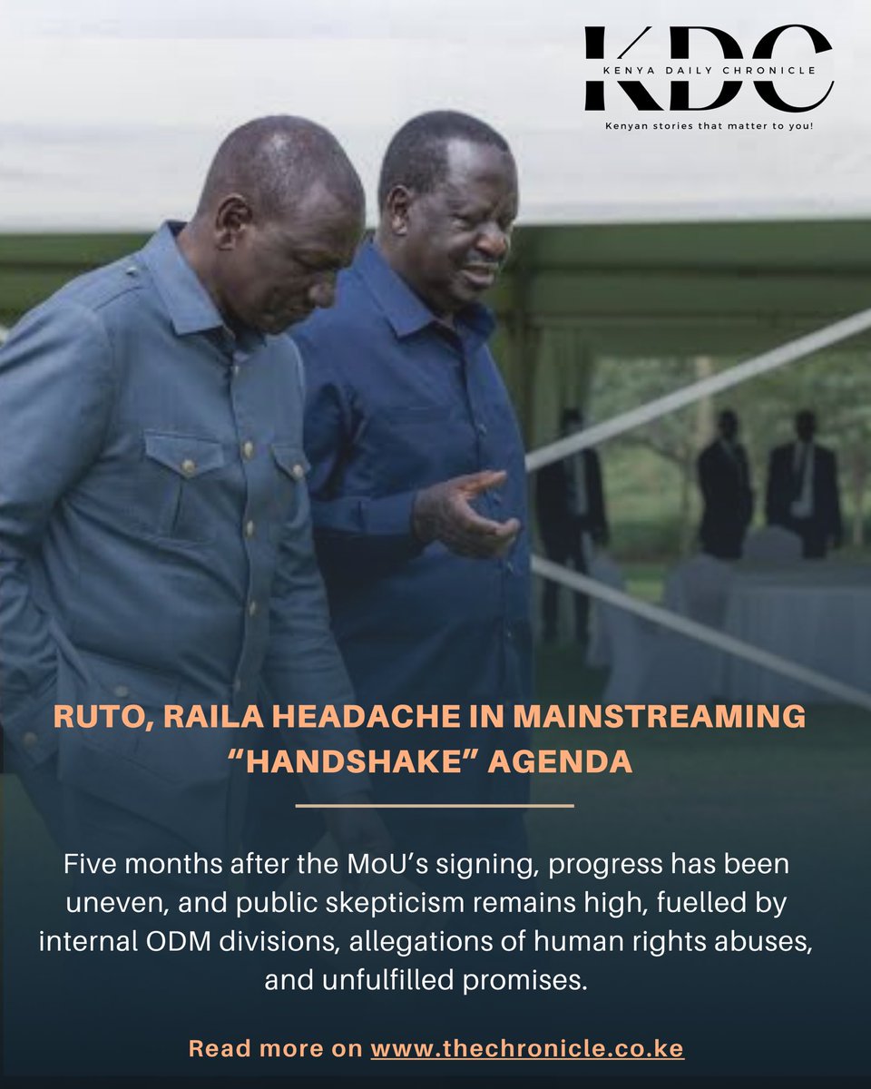 While the formation of the oversight committee is a promising step, the lack of tangible outcomes on key issues like youth unemployment, devolution, and human rights has fuelled public skepticism on the deal. 

Read more on: thechronicle.co.ke/ruto-raila-hea…