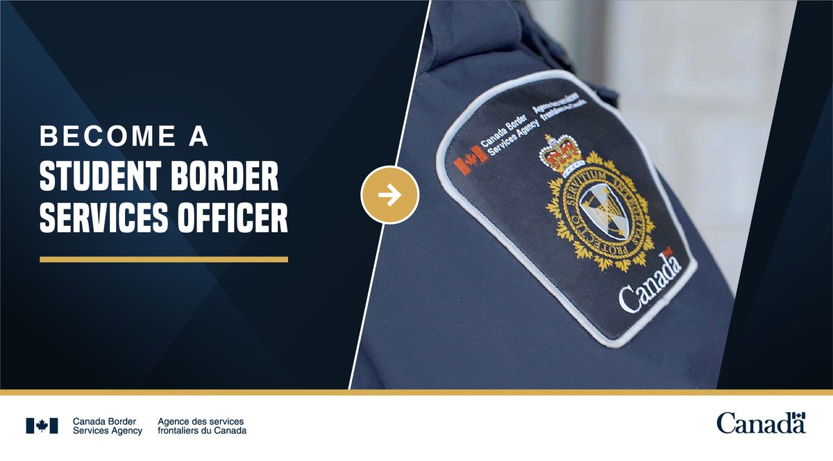CanBorder's tweet image. Students! Now’s your chance to work in a dynamic law enforcement environment.

We’re hiring student border services officers for summer 2026. 

Apply by September 18:  emploisfp-psjobs.cfp-psc.gc.ca/srs-sre/page01…