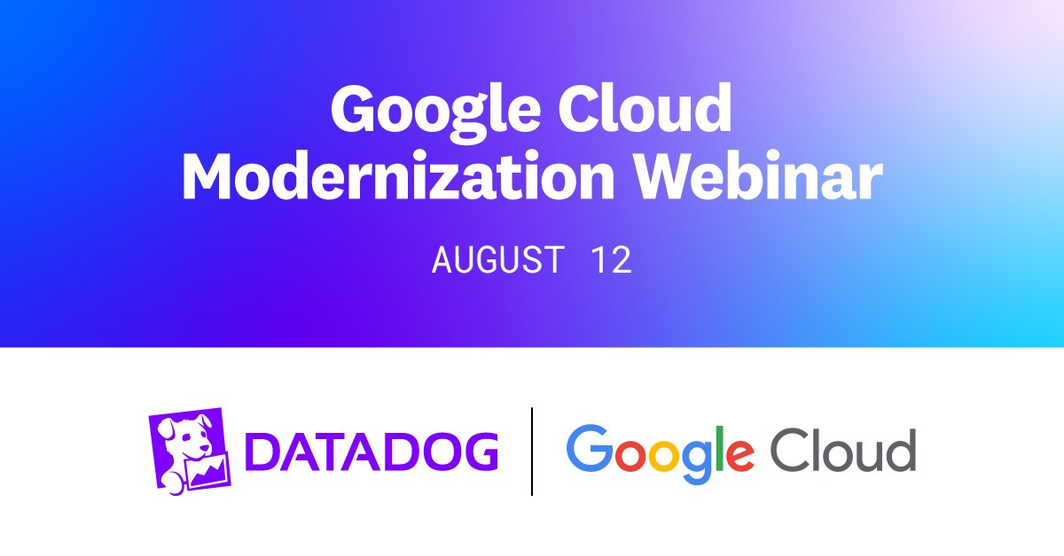 It's time to modernize. Join our webinar with @Datadog to learn how to transform your legacy app using GKE. Boost performance, gain observability, and enhance security. Save your spot → goo.gle/3HeNhZ6
