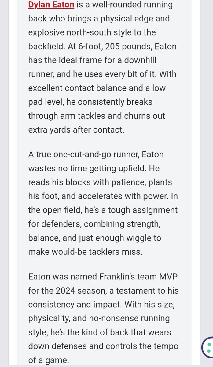Dylan Eaton (@dylaneaton2027) on Twitter photo Thank you <a href="/CoachCoreydmv/">Corey Bailey</a> for the article! π
<a href="/PrepRedzoneMD/">Prep Redzone Maryland</a>
<a href="/coachjohnson85/">Coach Johnson</a>
<a href="/FHS_Football1/">Franklin Football</a> Thank you <a href="/CoachCoreydmv/">Corey Bailey</a> for the article! π
<a href="/PrepRedzoneMD/">Prep Redzone Maryland</a>
<a href="/coachjohnson85/">Coach Johnson</a>
<a href="/FHS_Football1/">Franklin Football</a>