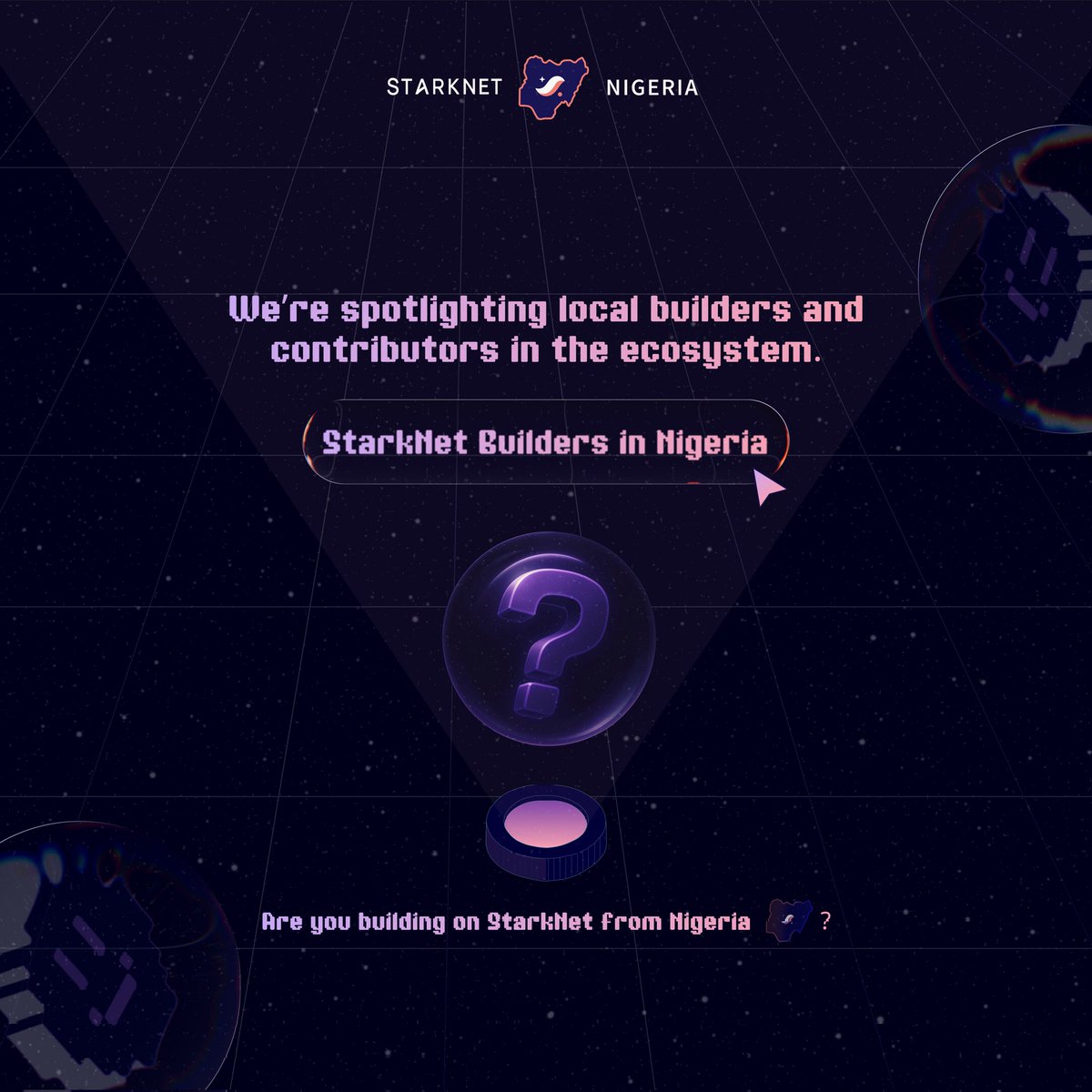 Starknet Nigeria (@starknetnigeria) on Twitter photo Hi Hi #StarknetFam
Are you building on <a href="/Starknet/">Starknet 🐺🐱</a> from Nigeria?
We’re spotlighting local builders and contributors in the ecosystem.
Whether you’re working on DeFi, NFTs, games, or dev tooling, we want to feature you!
🔁 Retweet
💬 Drop a short intro and link to what you’re Hi Hi #StarknetFam
Are you building on <a href="/Starknet/">Starknet 🐺🐱</a> from Nigeria?
We’re spotlighting local builders and contributors in the ecosystem.
Whether you’re working on DeFi, NFTs, games, or dev tooling, we want to feature you!
🔁 Retweet
💬 Drop a short intro and link to what you’re