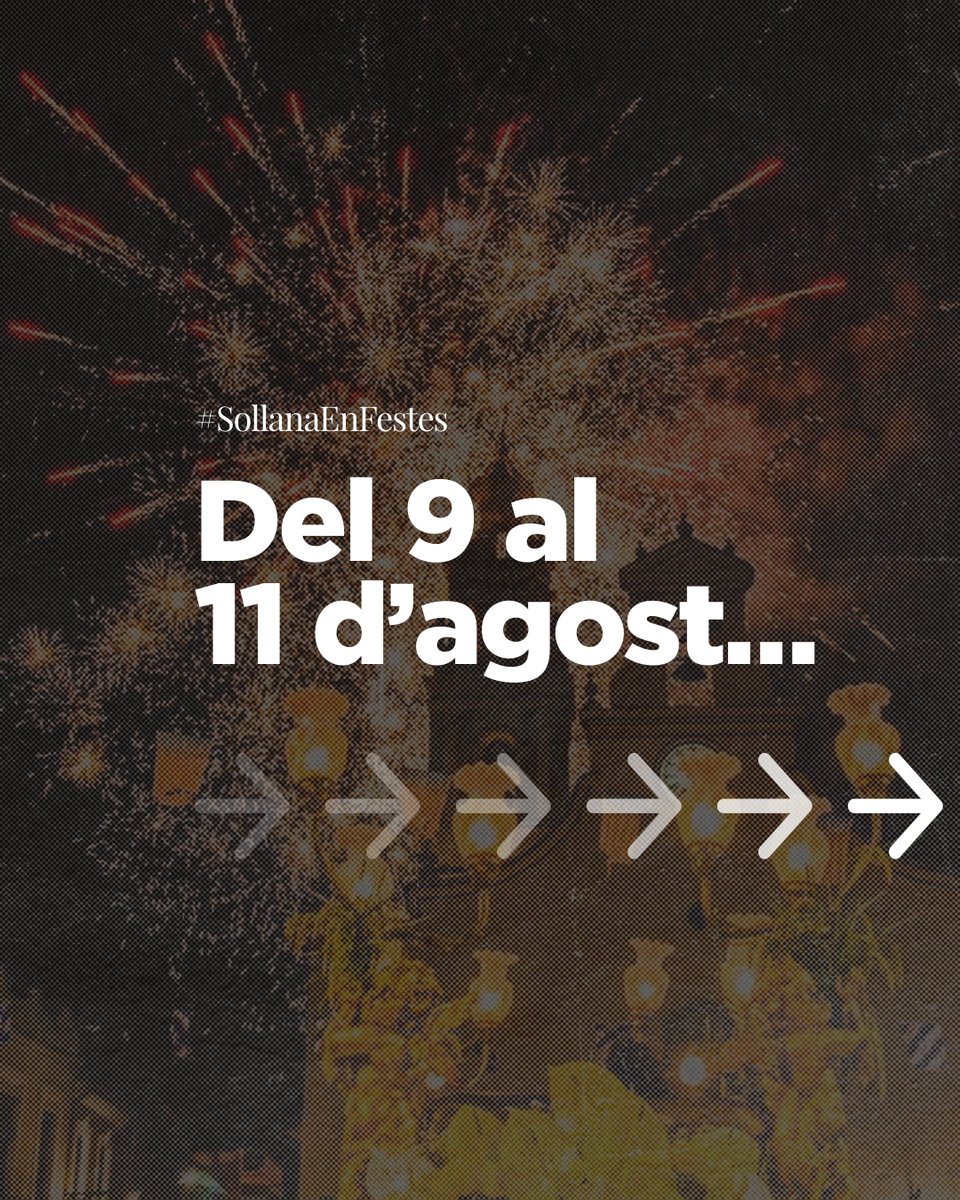 ajuntsollana's tweet photo. 🔔 Aneu apuntant tot lo que ens ve este cap de setmana… #SollanaEnFestes 🎉🎈

👀 Consulta tota la programació d'agost i participa de la festa! → https://t.co/5QrokdoYCr

#SollanaEnFestes 🔵⚪ https://t.co/ykTYSQbSK4