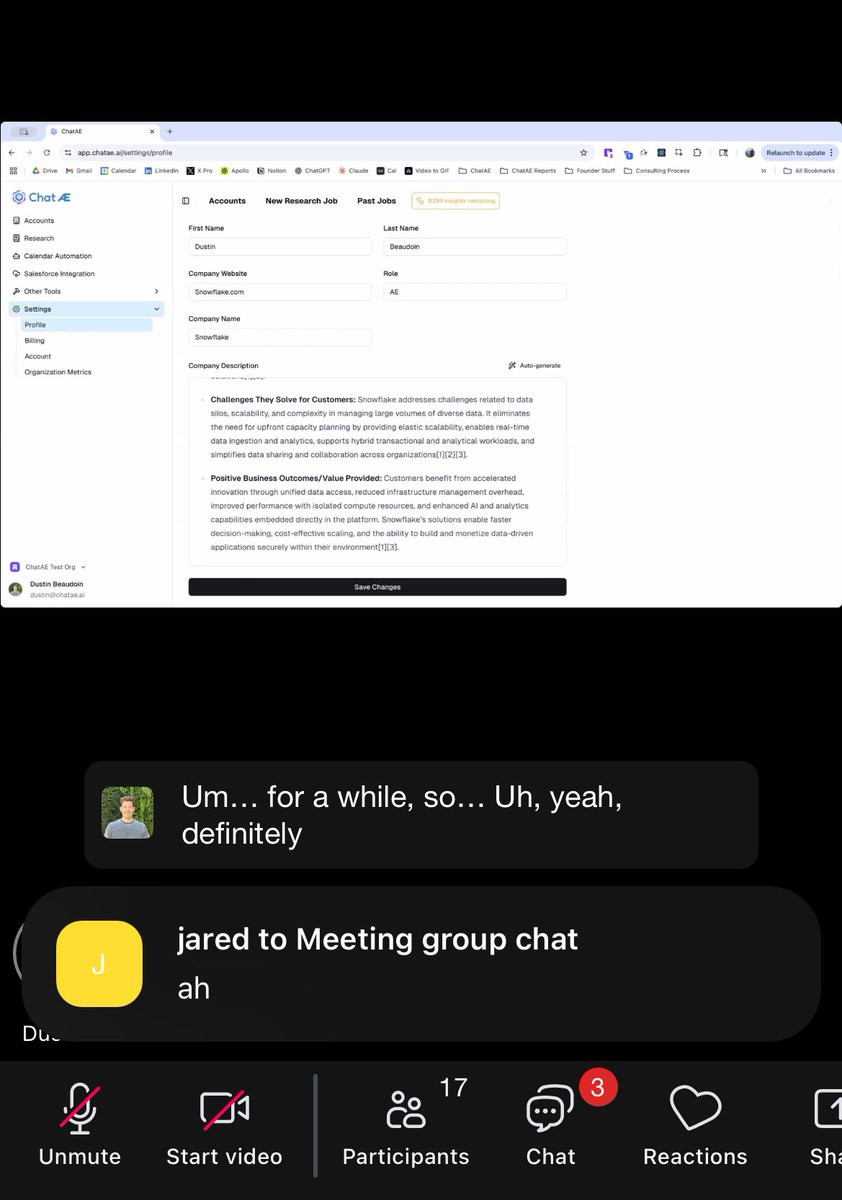 FidelCacheFlow's tweet image. Live Demo of @ChatAE_ai for July SDR Contract Stacking Cohort w/ @thedbeaudoin covering pre call planning, trigger event finding, and automating mass account research
Game changer for HPP maxxing