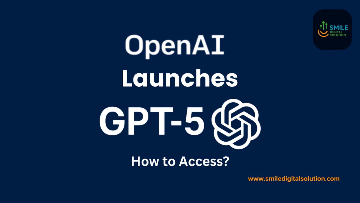 Smiledigitalsol's tweet image. OpenAI Launches GPT-5, Smartest AI Yet. How to Access GPT5? 
Read here: smiledigitalsolution.com/gpt-5-openai-m…
#GPT5
#OpenAI #gpt5api #GPTs #gpt #GPT_OSS