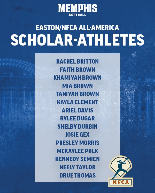 Memphis Softball (@memphissoftball) on Twitter photo Congratulations to our 15 Tigers who were named Easton/NFCA All-American Scholar-Athletes ๐
#GoTigersGo | <a href="/NFCAorg/">National Fastpitch Coaches Association</a> Congratulations to our 15 Tigers who were named Easton/NFCA All-American Scholar-Athletes ๐
#GoTigersGo | <a href="/NFCAorg/">National Fastpitch Coaches Association</a>