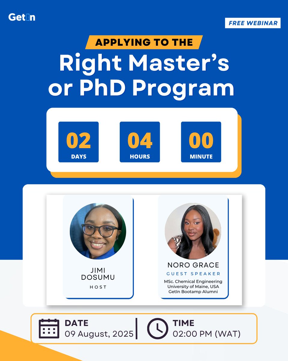 Are you still browsing random courses? 
In 2 days, we’re showing you how to find the right-fit programs that match your goals and boost your funding chances.

It's almost time. Get ready to level up your scholarship game. 
🔗 Register here: getineduconsulting.eb-sites.com/webinars