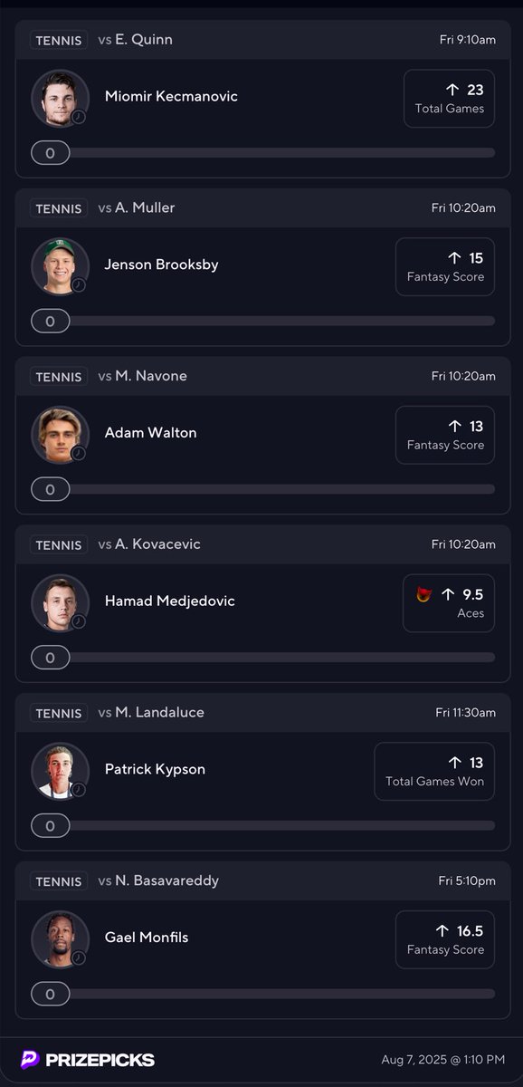 Prizepicks 26x ⚡️

Let’s bang this one out.

Like if tailing!

#Prizepicks #GamblingX #Tennistwitter