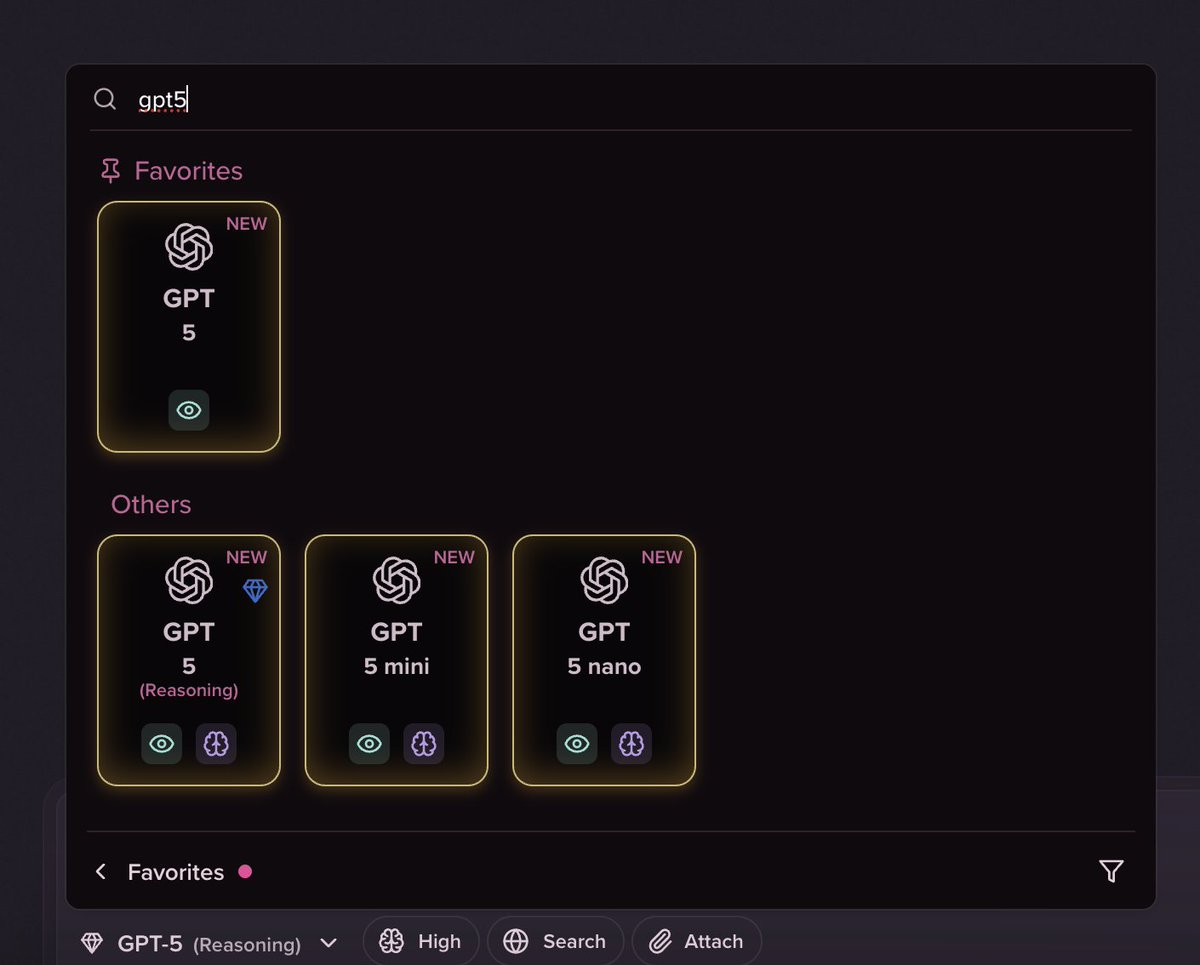t3chat is probably the best way right now, how to try out the new gpt5 family of models, thanks <a href="/theo/">Theo - t3.gg</a>