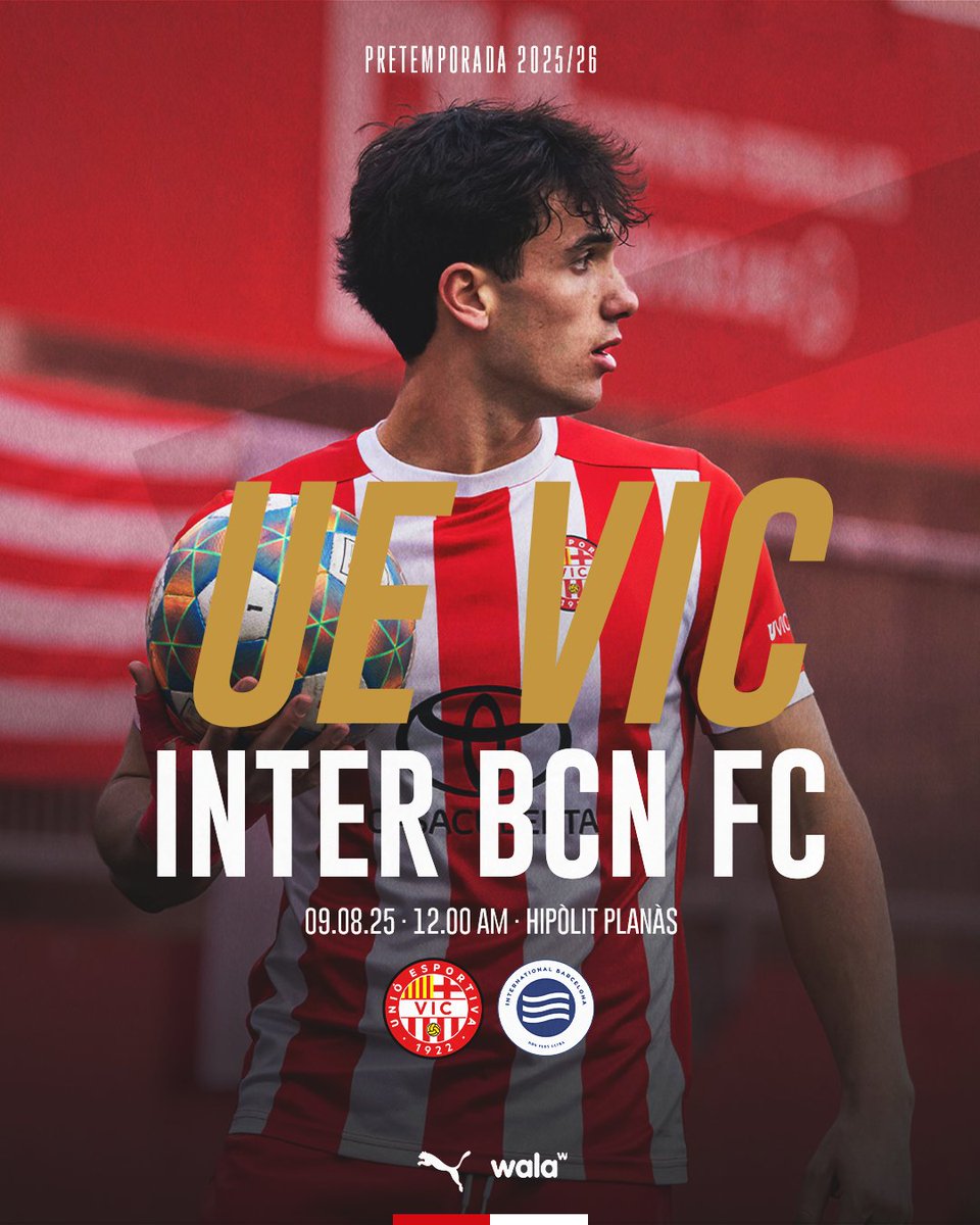 𝐏𝐑𝐄𝐓𝐄𝐌𝐏𝐎𝐑𝐀𝐃𝐀 🔛

Hipòlit Planàs 📍
Inter Barcelona 🆚
09.08.25 // 12.00 h

#SomUEVic 🔴⚪️