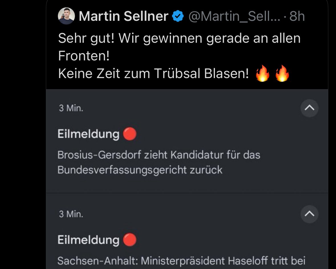 bird_on_a_wire (@frances47398864) on Twitter photo Danke <a href="/CDU/">CDU Deutschlands</a>, <a href="/_FriedrichMerz/">Friedrich Merz</a> und <a href="/jensspahn/">Jens Spahn</a> Ihr habt Sellner und Co. und der AfD den Triumph des Jahrzehnts geschenkt.
Seid Ihr jetzt stolz auf Euch?
Wie kann man sich nur so am Nasenring durch die Manege ziehen lassen.
#BrosiusGersdorf Danke <a href="/CDU/">CDU Deutschlands</a>, <a href="/_FriedrichMerz/">Friedrich Merz</a> und <a href="/jensspahn/">Jens Spahn</a> Ihr habt Sellner und Co. und der AfD den Triumph des Jahrzehnts geschenkt.
Seid Ihr jetzt stolz auf Euch?
Wie kann man sich nur so am Nasenring durch die Manege ziehen lassen.
#BrosiusGersdorf