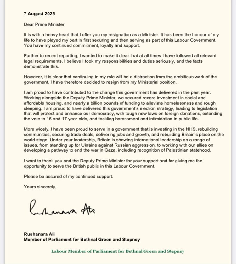 Oh dear, resigned or sacked, it matters not, but <a href="/rushanaraali/">Rushanara Ali MP 💙</a> really played this one very badly. Disappointed by her lack of insight. I live a few doors away from the house, never felt right that a Labour MP, formerly my MP until recent boundary changes, was operating an HMO.