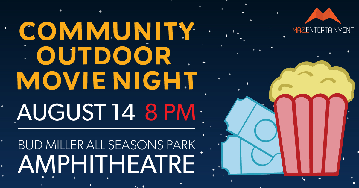 MARK IT ON YOUR CALENDARS!
Join the City of Lloydminster on August 14 at Bud Miller All Seasons Park for a FREE outdoor movie night!
Bring your lawn chairs or picnic blankets and head to the amphitheatre for an 8 p.m. showtime.
BBBS will be there with concession items by donation