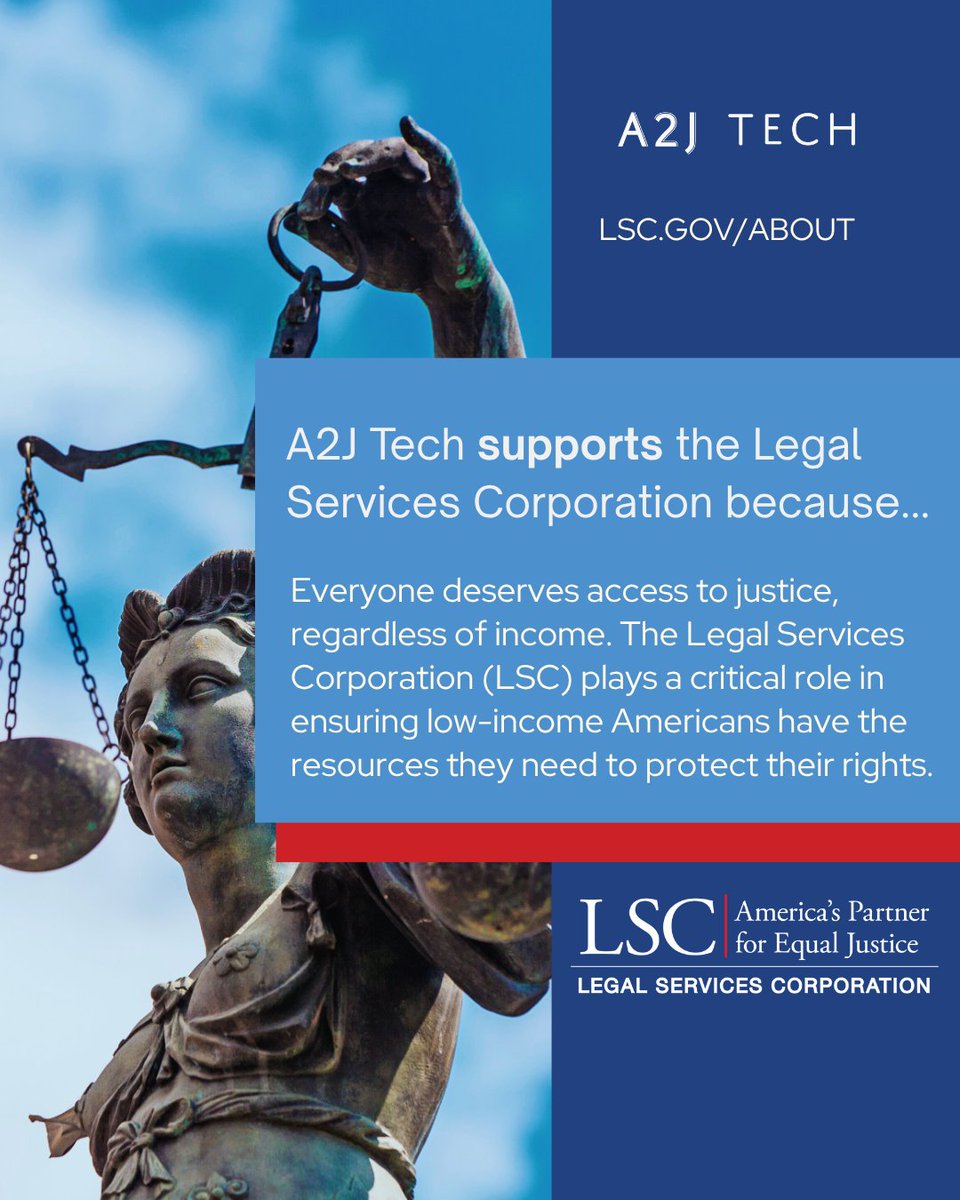 A2J Tech (@goa2jtech) on Twitter photo Justice should be a right, not a privilege.
The <a href="/LSCtweets/">Legal Services Corp.</a> supports legal aid organizations that stand beside them, offering support, protection, and a path forward. Together, we can ensure everyone has a fair shot!
👉Learn more at: lsc.gov/act Justice should be a right, not a privilege.
The <a href="/LSCtweets/">Legal Services Corp.</a> supports legal aid organizations that stand beside them, offering support, protection, and a path forward. Together, we can ensure everyone has a fair shot!
👉Learn more at: lsc.gov/act