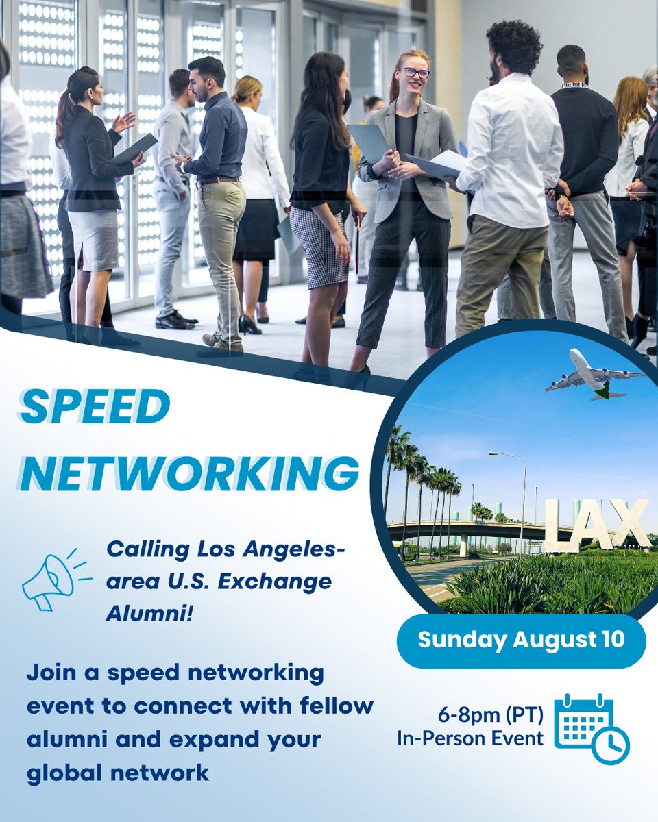Global Ties San Francisco (@globaltiessf) on Twitter photo U.S. <a href="/exchangealumni/">Exchange Alumni</a> speed networking is coming to Los Angeles, CA this Sunday, August 10 – organized by Regional Fellows Anesce Dremen & Grace Garrett. Connect with fellow alumni & explore local professional development opportunities! Register at docs.google.com/forms/d/e/1FAI… U.S. <a href="/exchangealumni/">Exchange Alumni</a> speed networking is coming to Los Angeles, CA this Sunday, August 10 – organized by Regional Fellows Anesce Dremen & Grace Garrett. Connect with fellow alumni & explore local professional development opportunities! Register at docs.google.com/forms/d/e/1FAI…