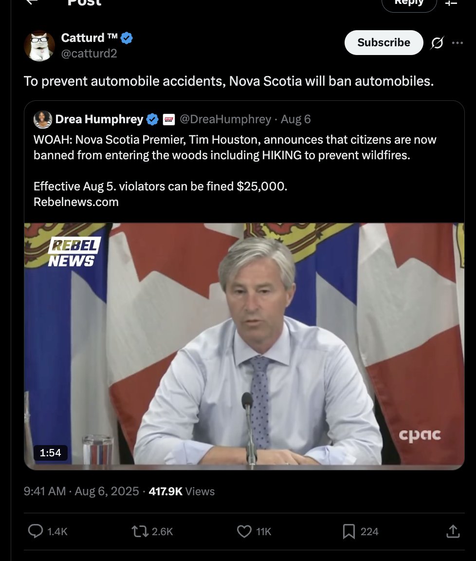 Wow, I feel honoured, Catturd might actually have looked at a map to figure out Nova Scotia was in Canada /s