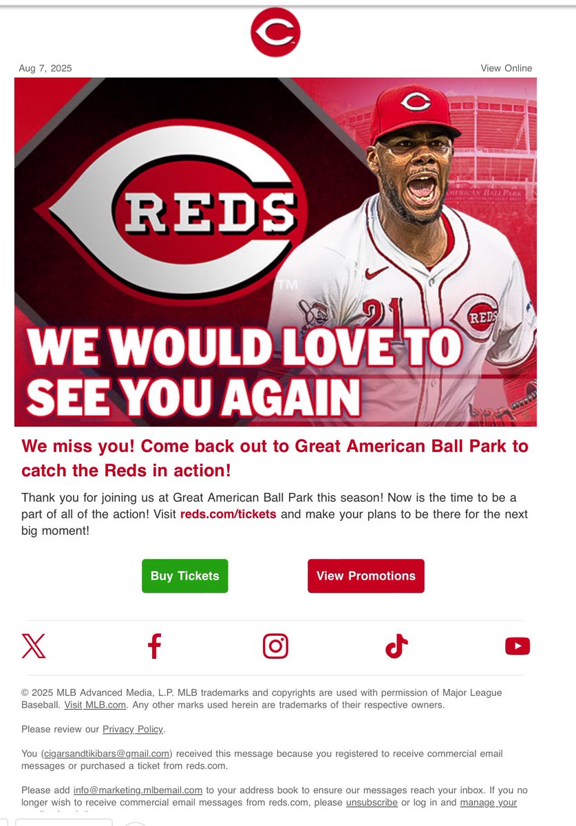 SmokinTiki's tweet photo. Hey @MLB thanks for the generic email for my recent visit to GABP. Funny, the game was at the @ItsBristolBaby! Evidently, MLB puts the same amount of effort into their email marketing as they did for food &amp; merchandise at the debacle that was the 2025 Speedway Classic! https://t.co/PaSjXFt2UV