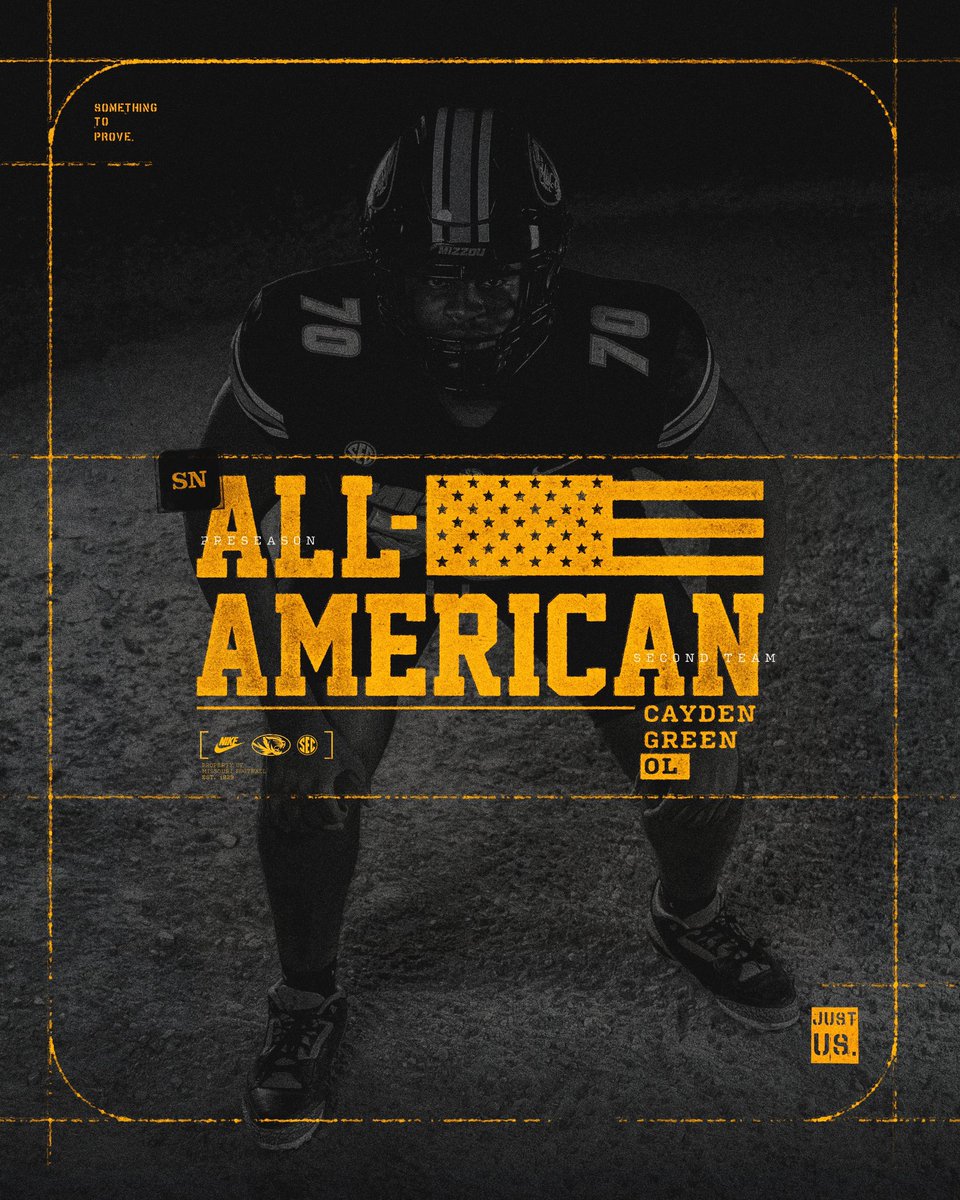 Mizzou Football (@mizzoufootball) on Twitter photo Cayden Green named to the <a href="/sportingnews/">The Sporting News</a> preseason All-America team 🇺🇸
#MIZ | #STP Cayden Green named to the <a href="/sportingnews/">The Sporting News</a> preseason All-America team 🇺🇸
#MIZ | #STP