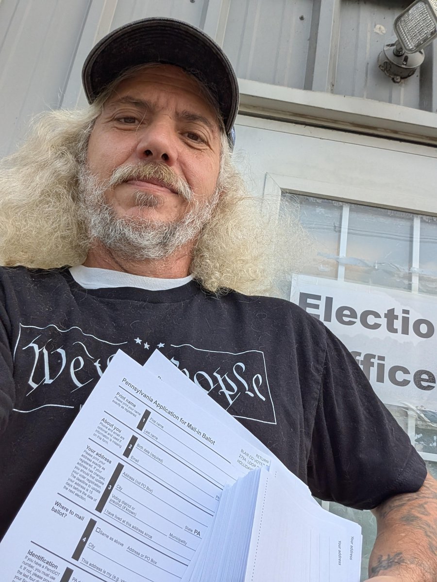 🚨 Fired up in Blair County, PA!  Thrilled to finally connect with <a href="/ScottPresler/">ThePersistence</a> and hit the ground running! 
  Just swung by the Blair County Elections Office to grab voter registration forms and mail-in ballot apps. Let’s keep Blair RED and make our voices heard this