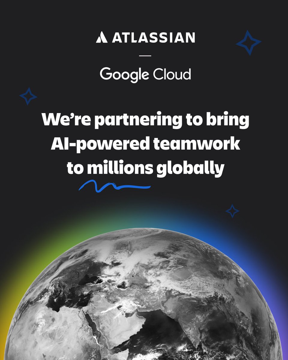Big news: Atlassian is teaming up with @GoogleCloud to bring the power of AI to teams everywhere. 

Soon, customers can connect Atlassian apps and Rovo with Google Workspace and Gemini for smarter, faster collaboration—wherever work gets done.

Learn more: go.atlassian.com/actexr