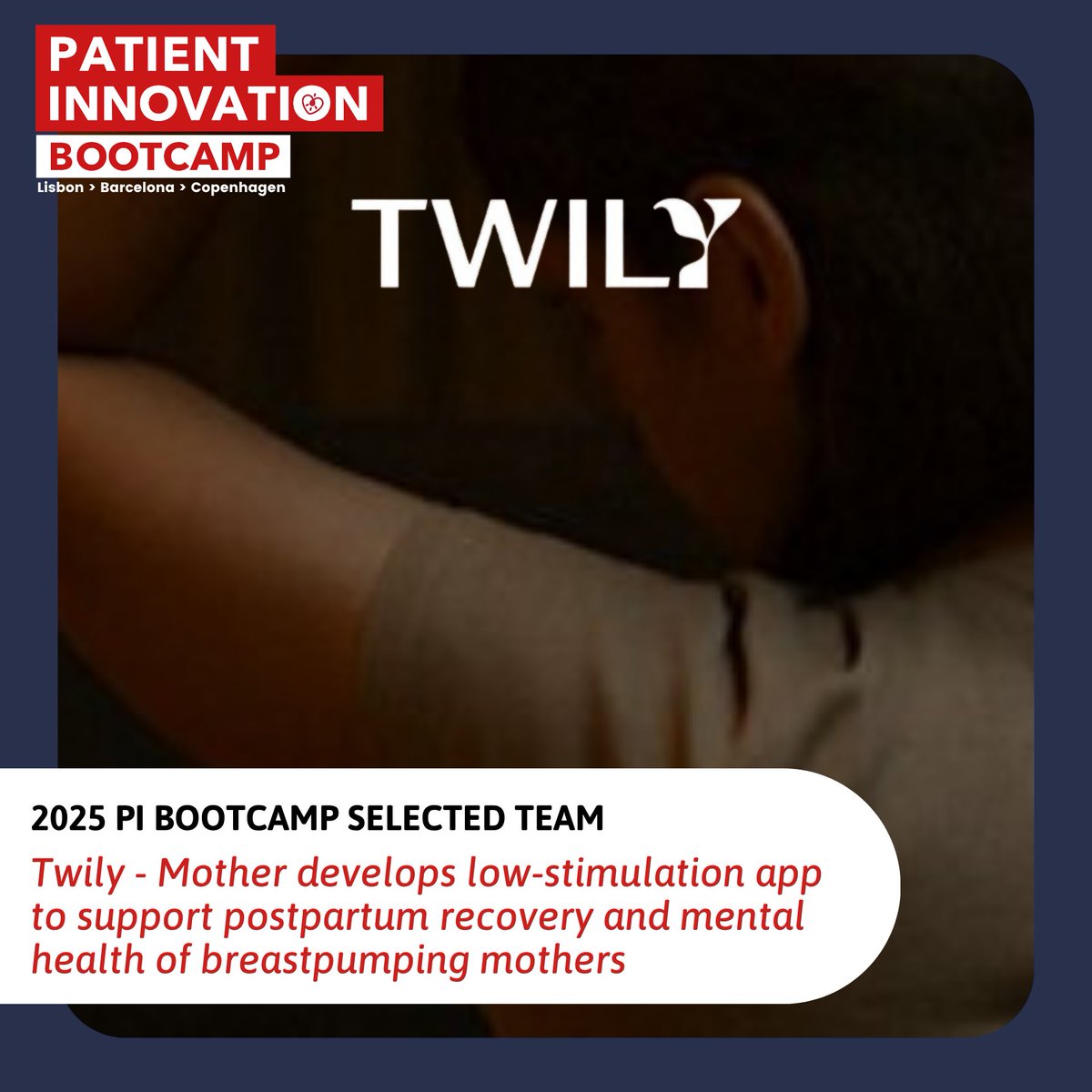 Twily is another one of the 10 teams that will participate in the Patient Innovation Bootcamp 2025!

Twily is a low-stimulation, audio-first digital health app designed specifically to support mothers during pumping.

Learn more about the solution here: patient-innovation.com/post/10021
