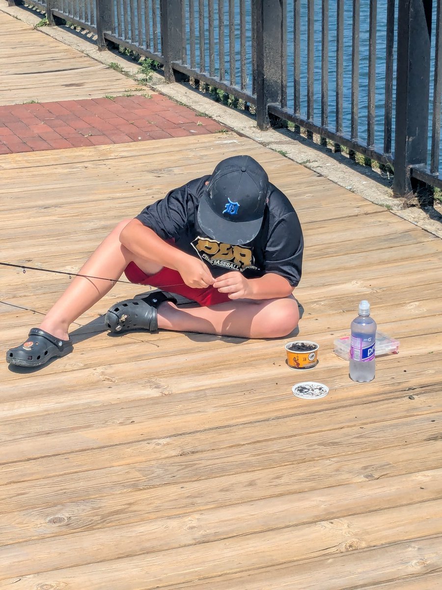 Preston fishing with his buddy Gavin.