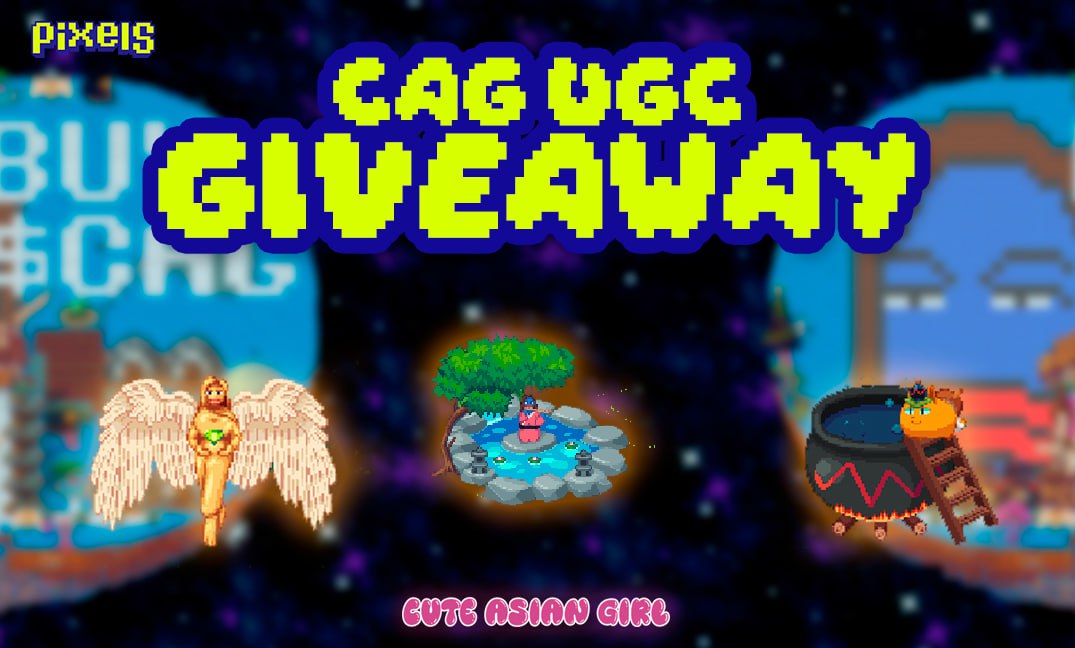 Promzy_Dan's tweet image. CAG x Pixels UGC DROP is here! 🎁💖
@dheyo_ron is blessing the timeline with 18 custom CAG Decorables in @pixels_online 👀

6 winners get: 💋 CAG Pound
💋 CAG Angel
💋 Axie Potion

Just follow, RT &amp;amp; drop “WEN CAG IN @pixels_online” 💬
You’ve got 3 days gooo! 🏃‍♂️🔥
#CAG #PixelsUGC